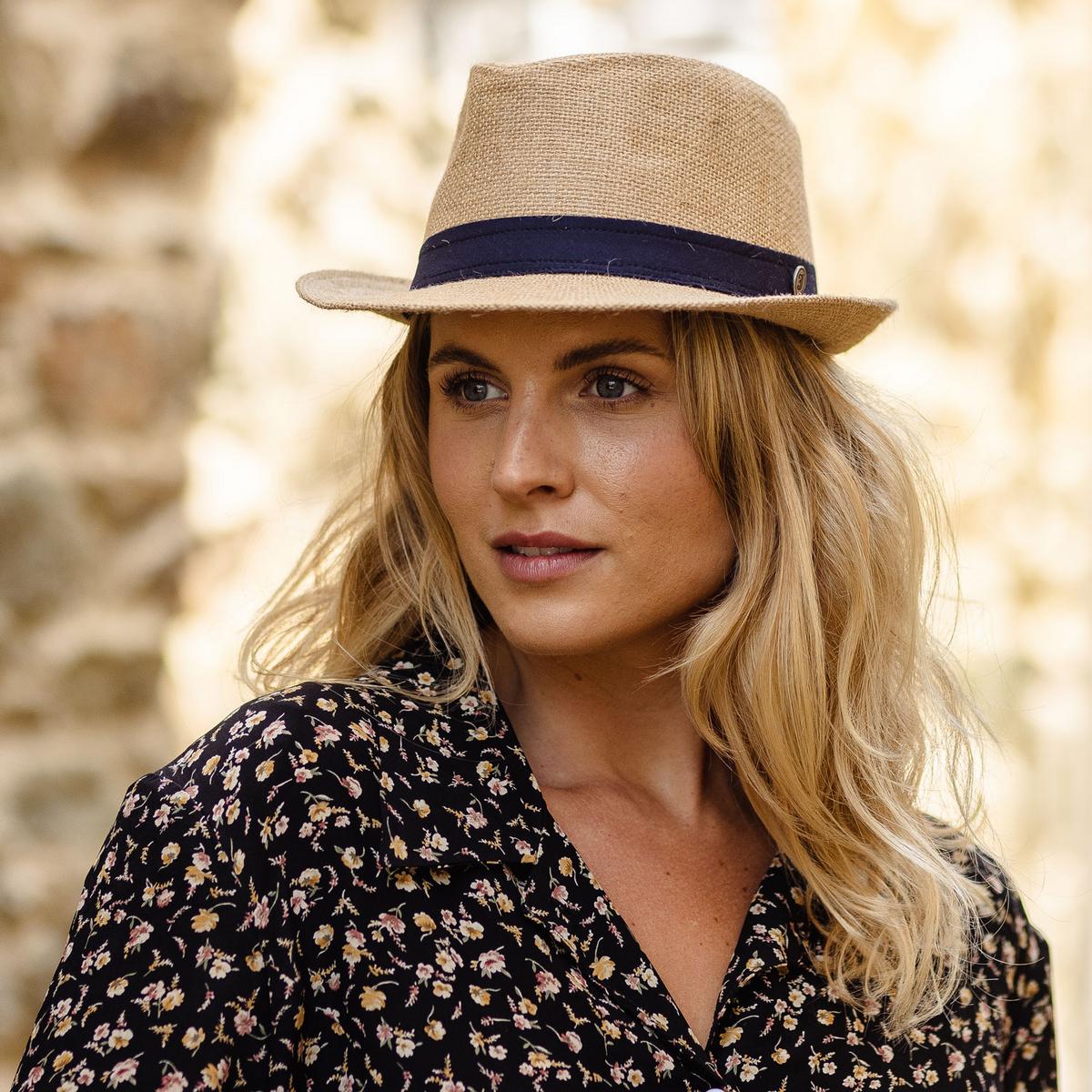 Jute Fabric C-Crown Trilby Fedora Hat - Image 3