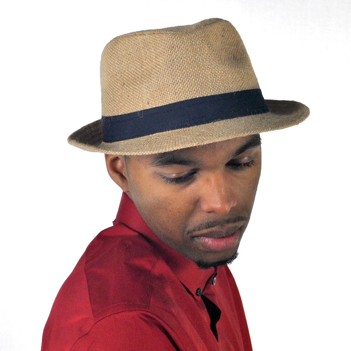 Jute Fabric C-Crown Trilby Fedora Hat - Image 8