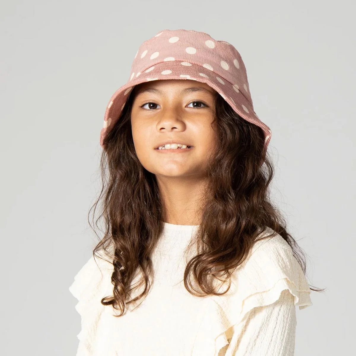 Kid's Polka Dot Cotton Corduroy Bucket Hat - Image 11