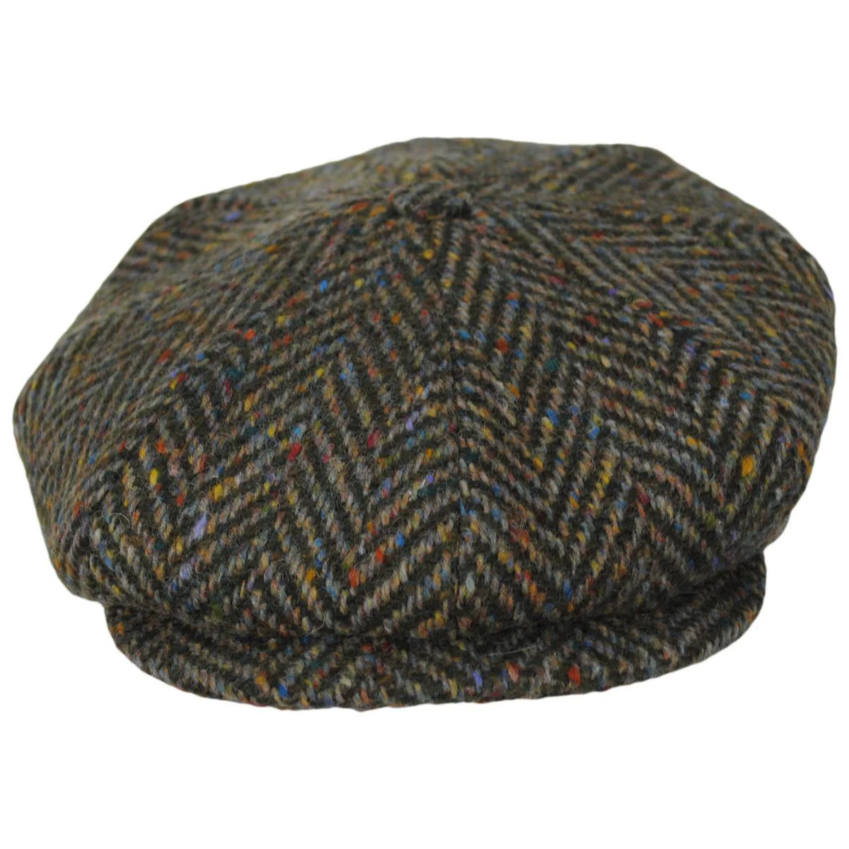 Large Herringbone Donegal Tweed Wool Newsboy Cap - Image 2