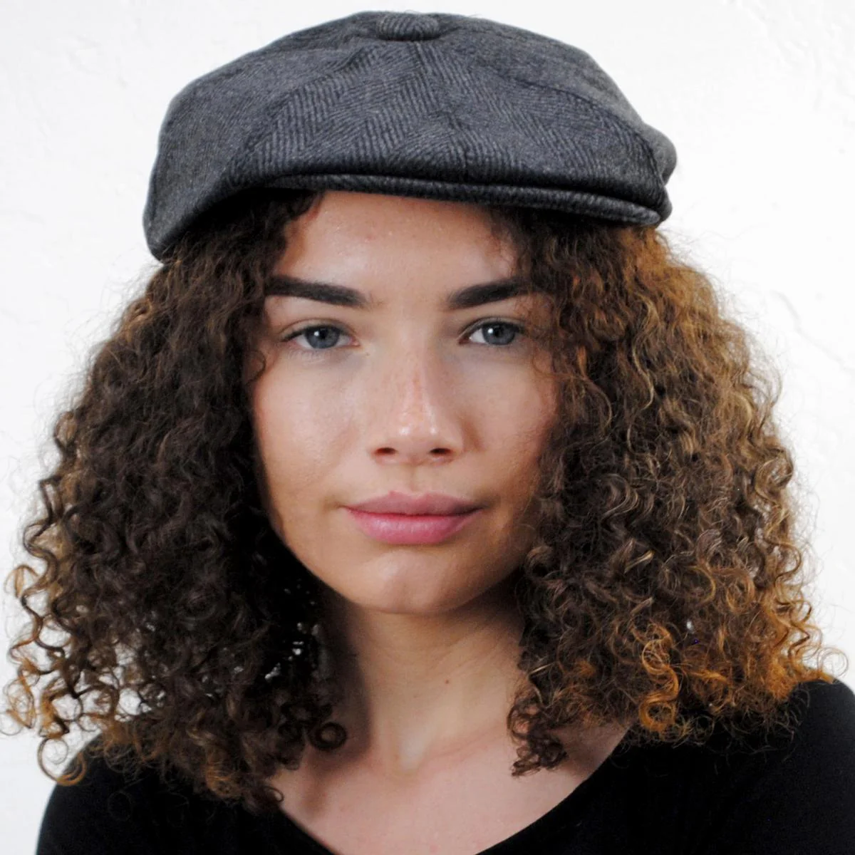 Large Herringbone Wool Blend Newsboy Cap - Image 3