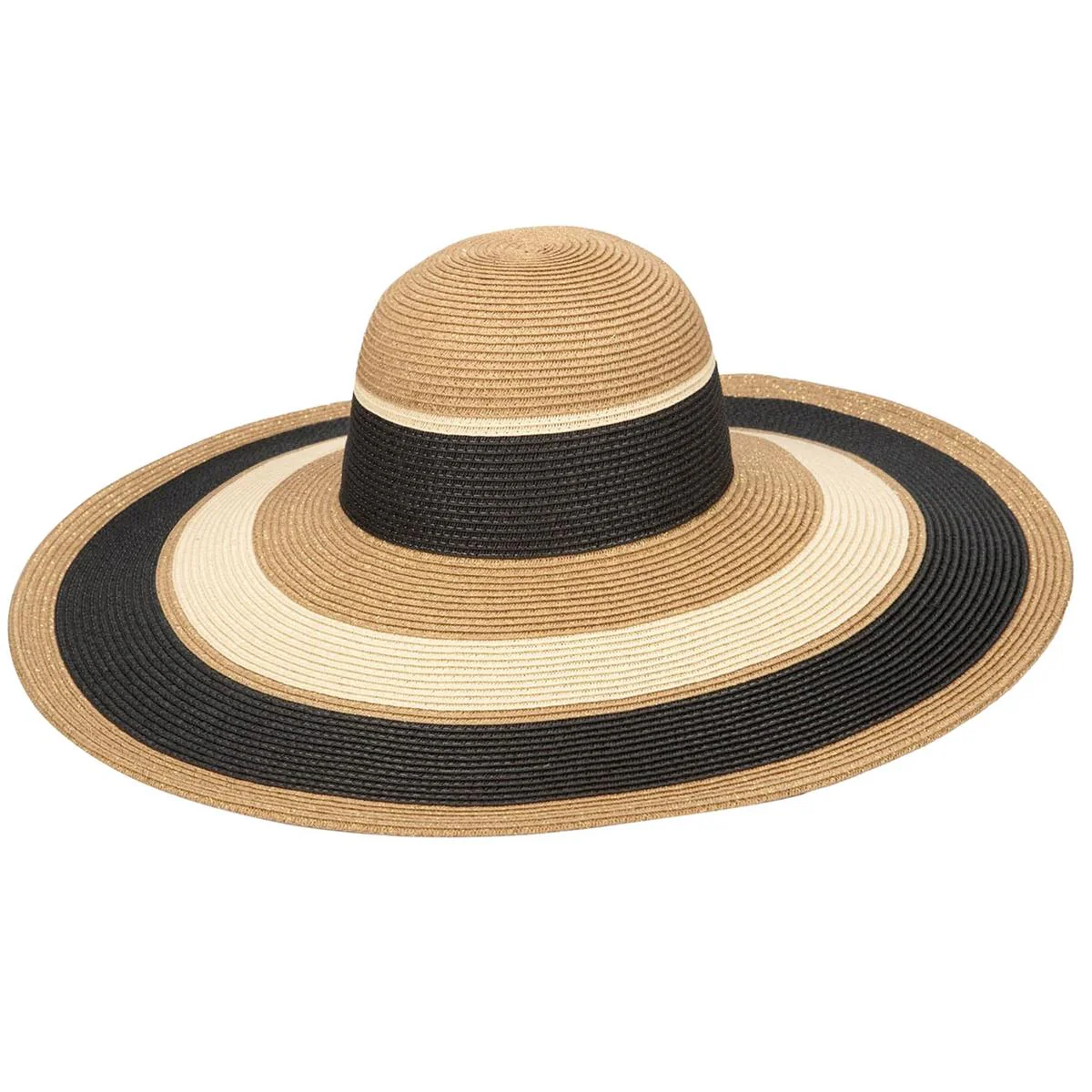 Las Palmas Striped Toyo Straw Swinger Sun Hat