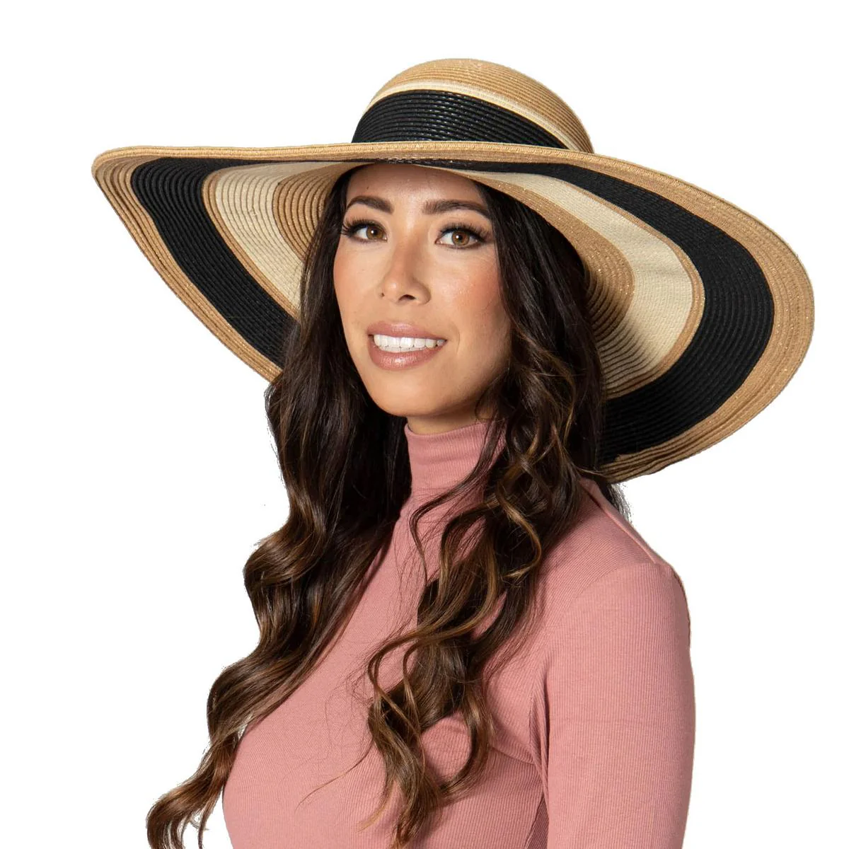 Las Palmas Striped Toyo Straw Swinger Sun Hat - Image 2