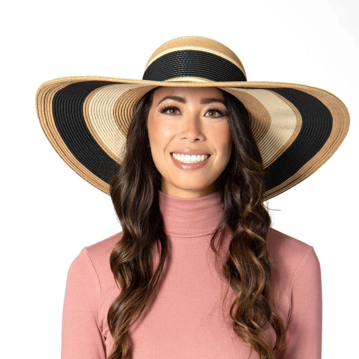 Las Palmas Striped Toyo Straw Swinger Sun Hat - Image 6
