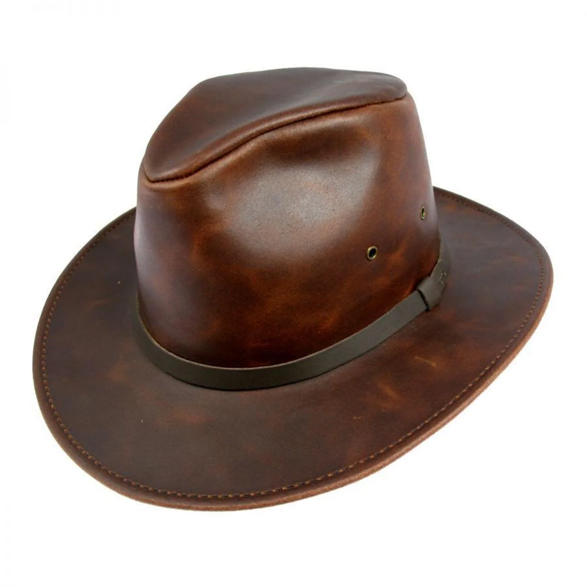 Leather Safari Fedora Hat - Image 5