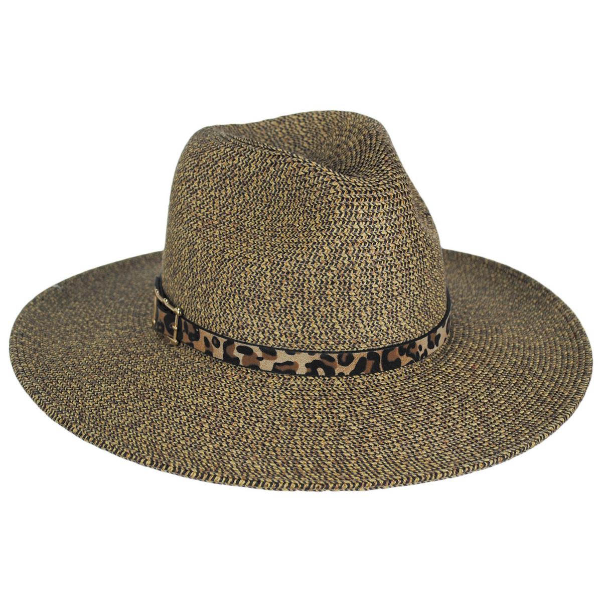 Leopard Band Toyo Straw Safari Fedora Hat - Image 5
