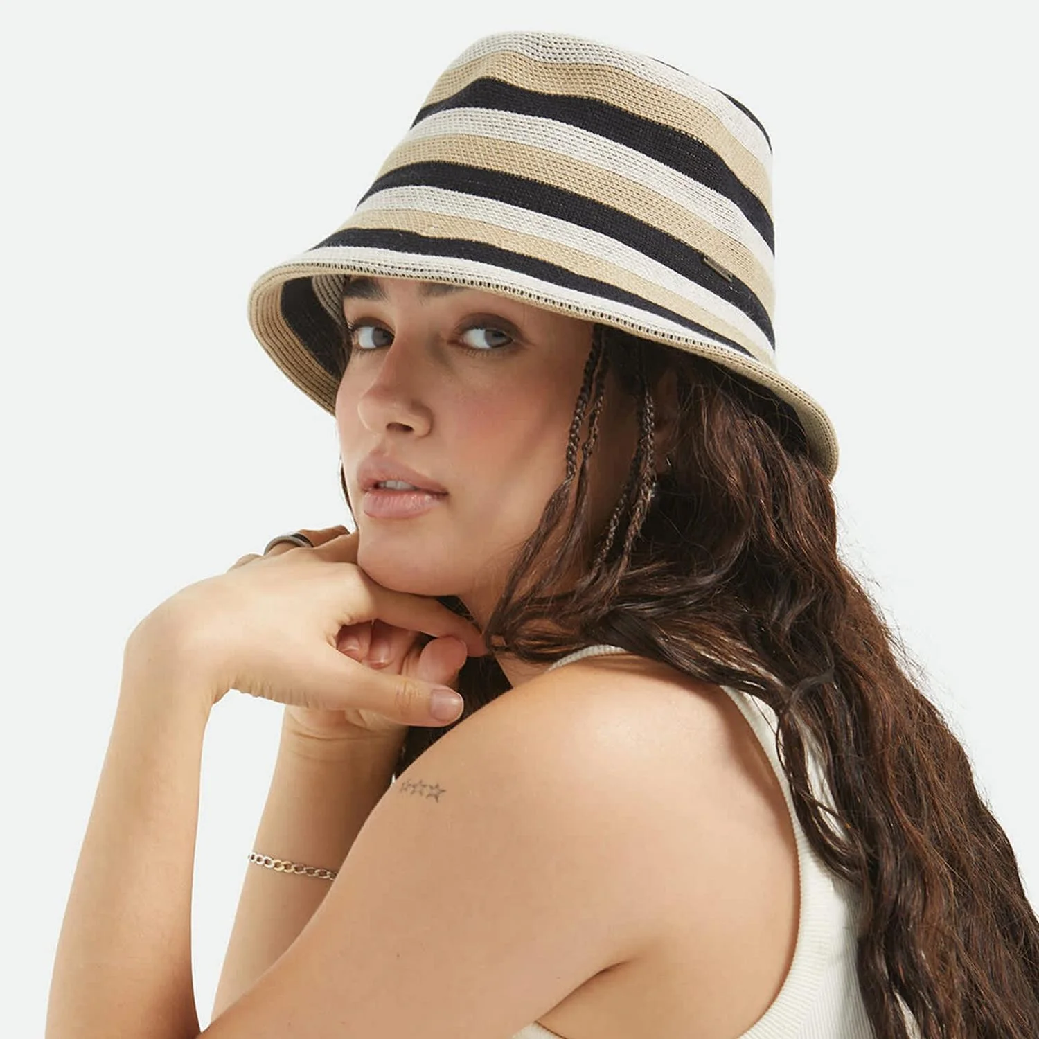 Lisboa Cotton Knit Stripe Bucket Hat - Image 3