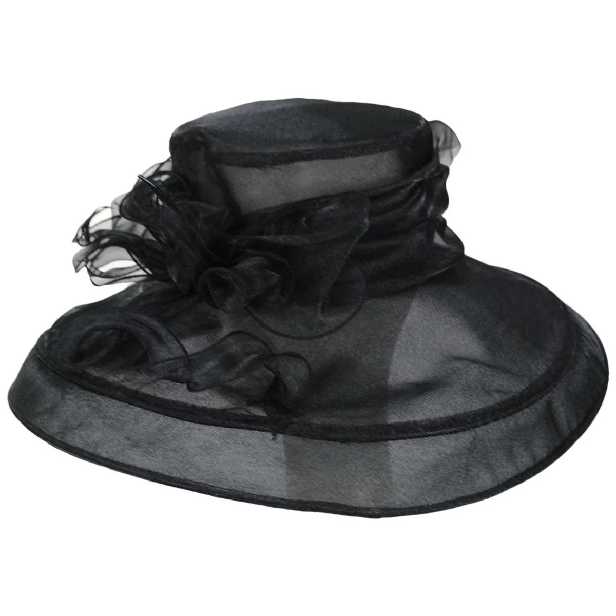 Luxe Noir Organza Boater Dress Hat