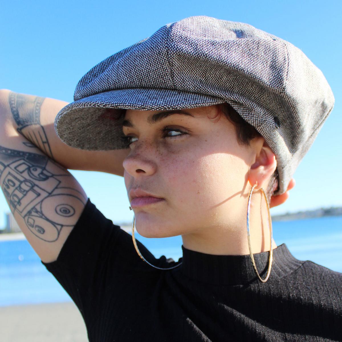 Marl Tweed Wool Blend Big Apple Cap - Image 9
