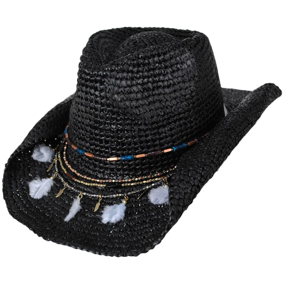 Morgan Crochet Raffia Straw Western Hat