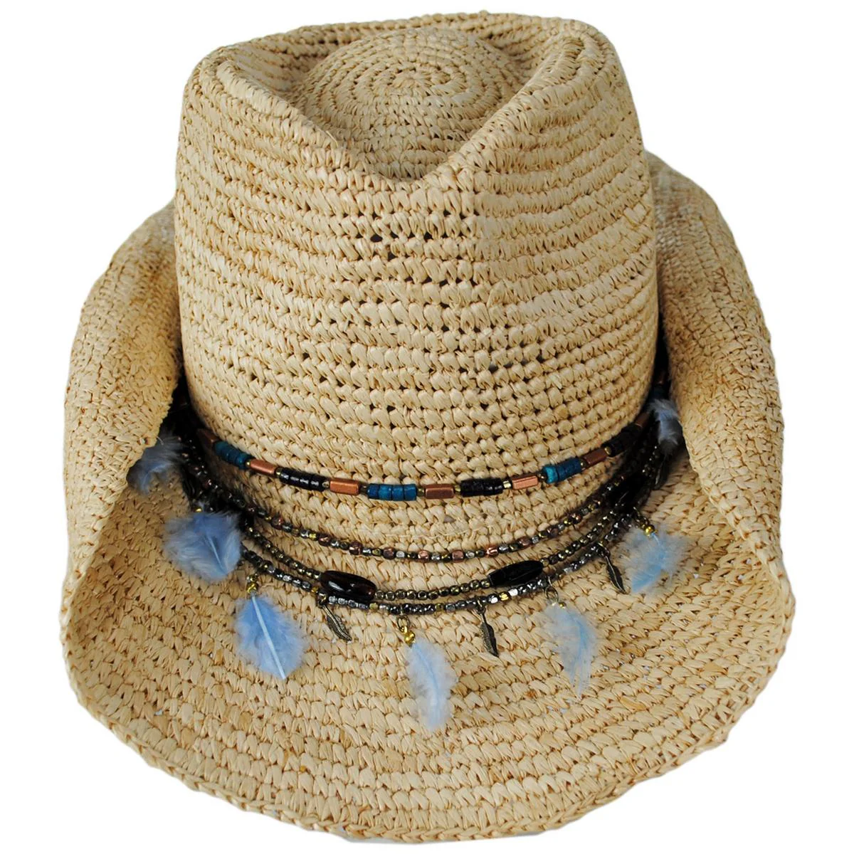 Morgan Crochet Raffia Straw Western Hat - Image 9