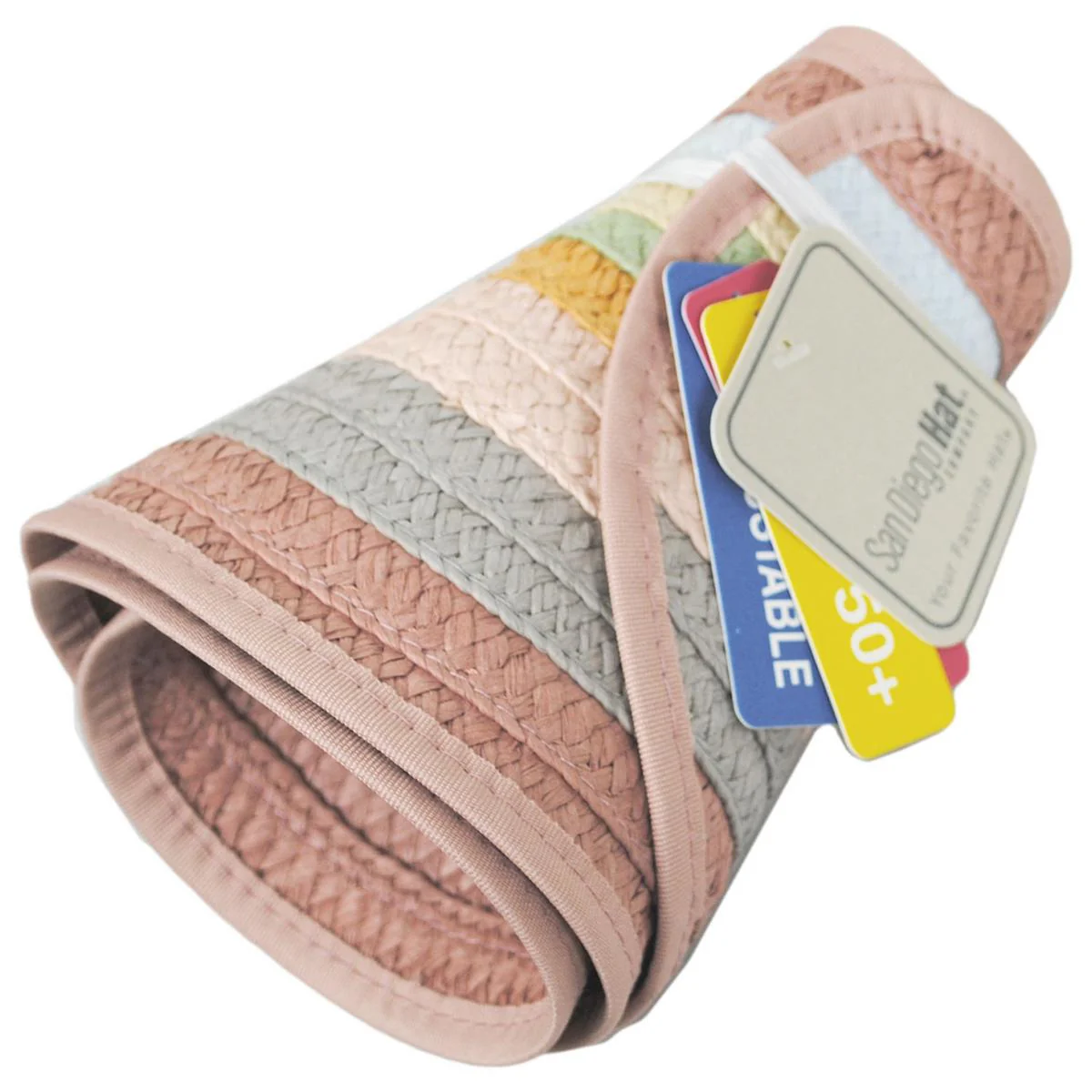 Multi Stripe Roll Up Toyo Straw Visor - Image 7