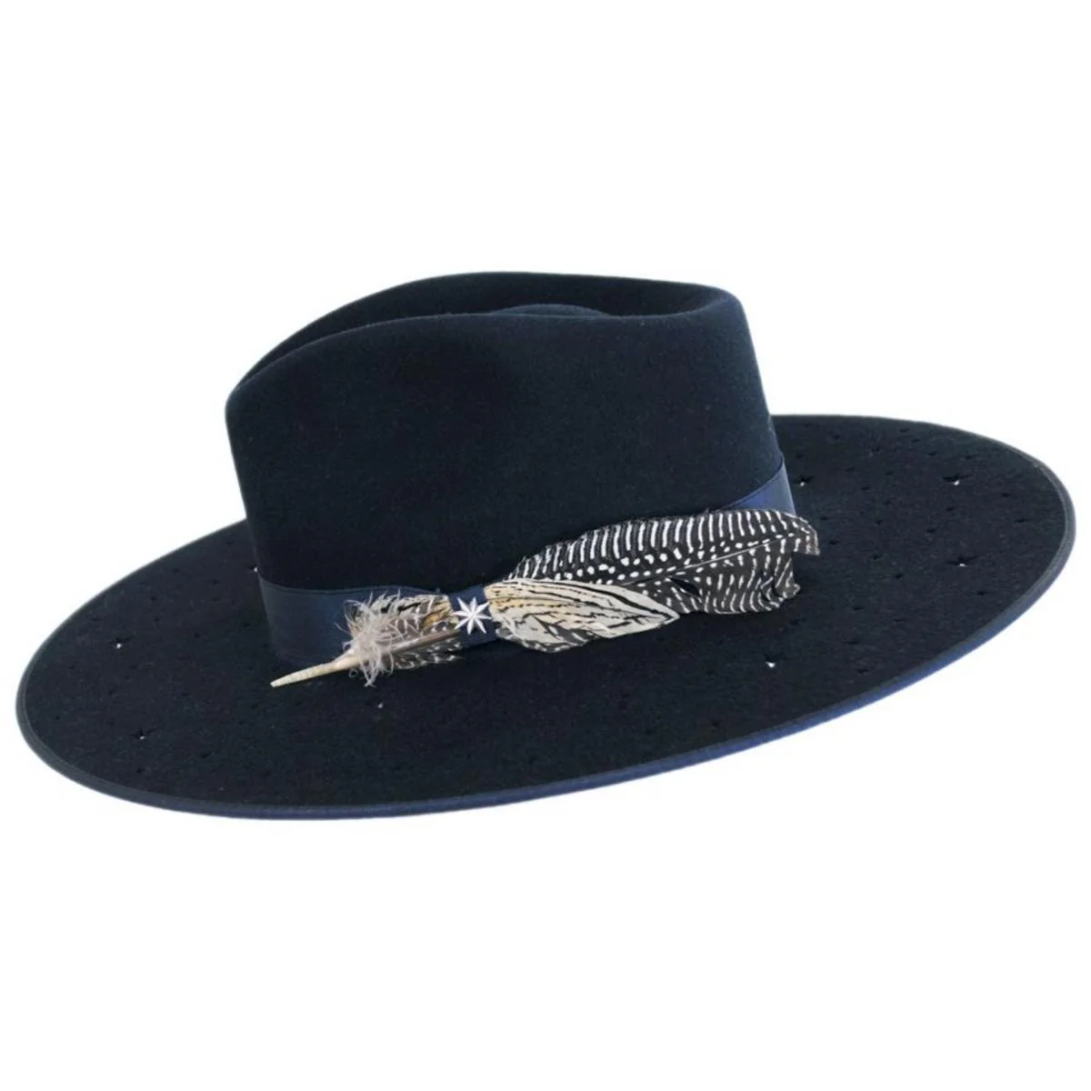 Night Sky S Wide Brim Wool Felt Fedora Hat - Image 4