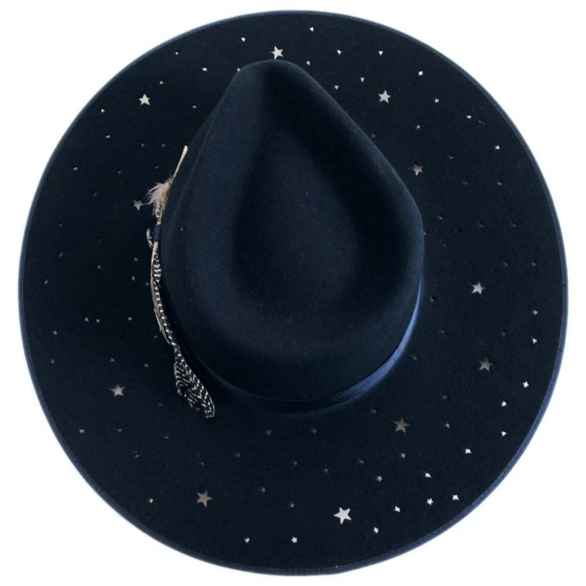 Night Sky S Wide Brim Wool Felt Fedora Hat - Image 5