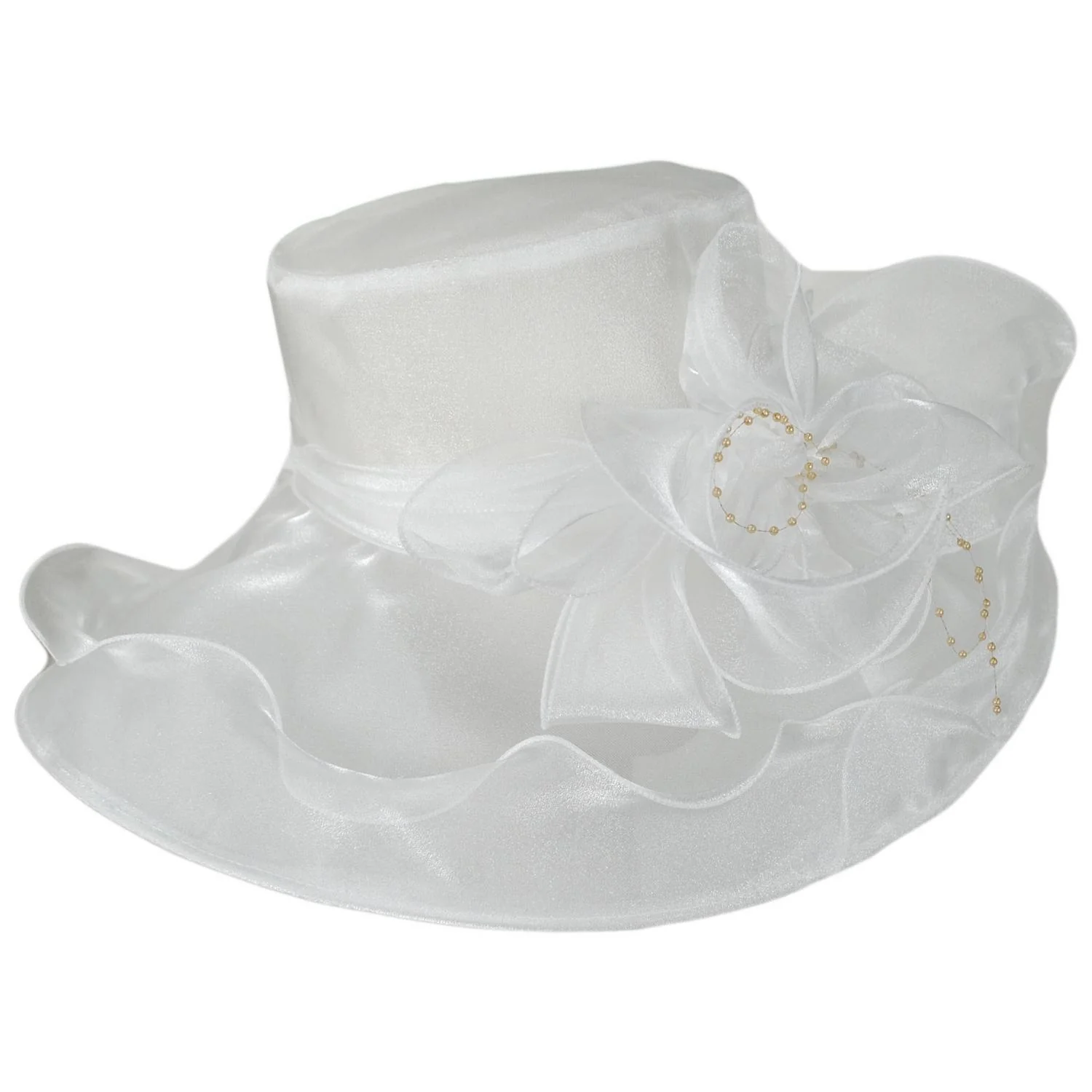 Organza Pearl Boater Dress Hat - Image 23