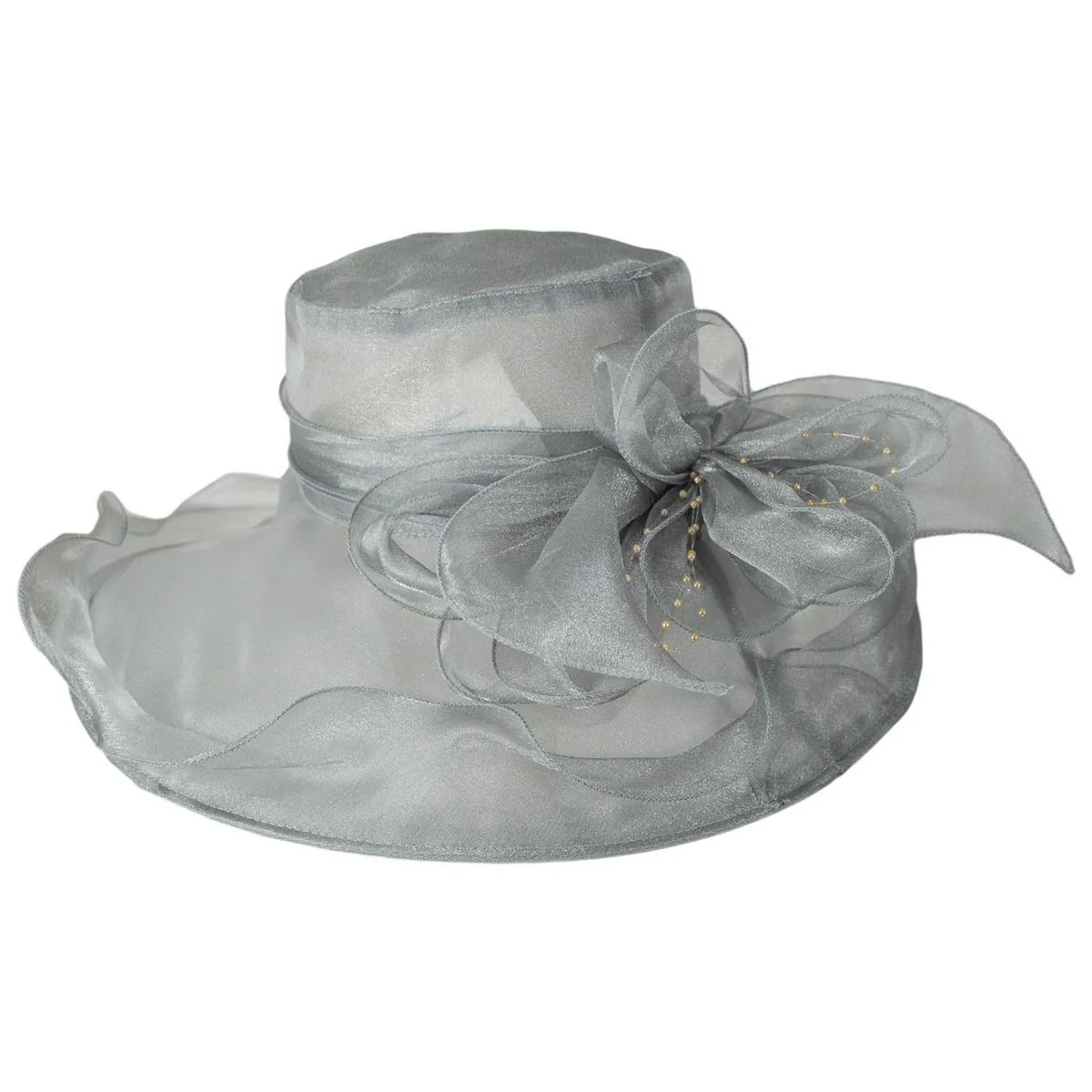Organza Pearl Boater Dress Hat - Image 3