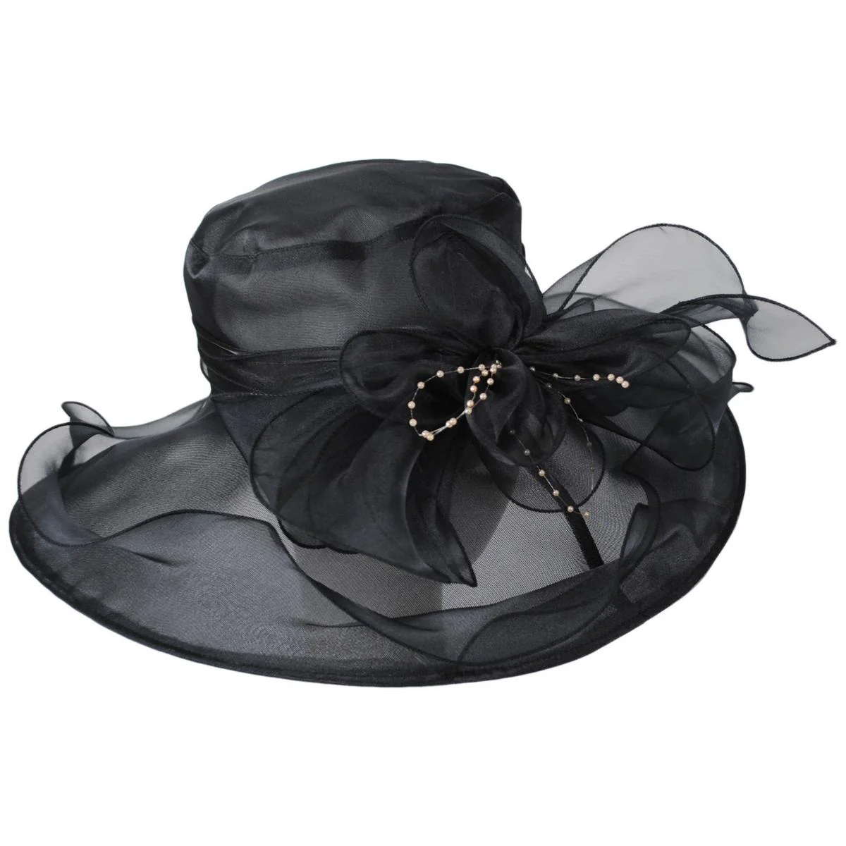 Organza Pearl Boater Dress Hat - Image 7