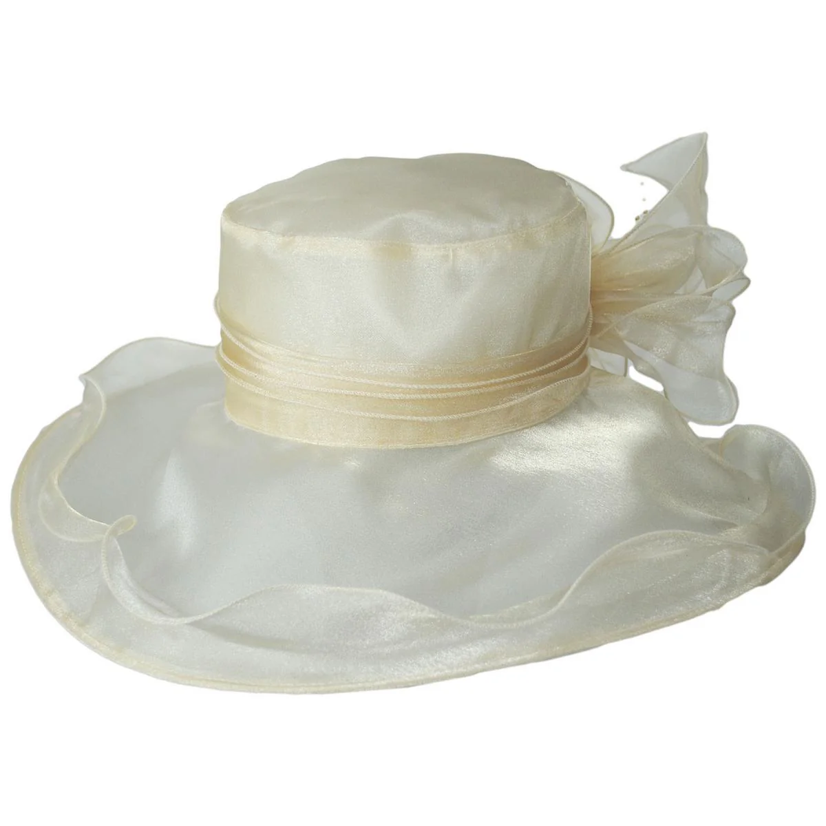 Organza Pearl Boater Dress Hat - Image 9