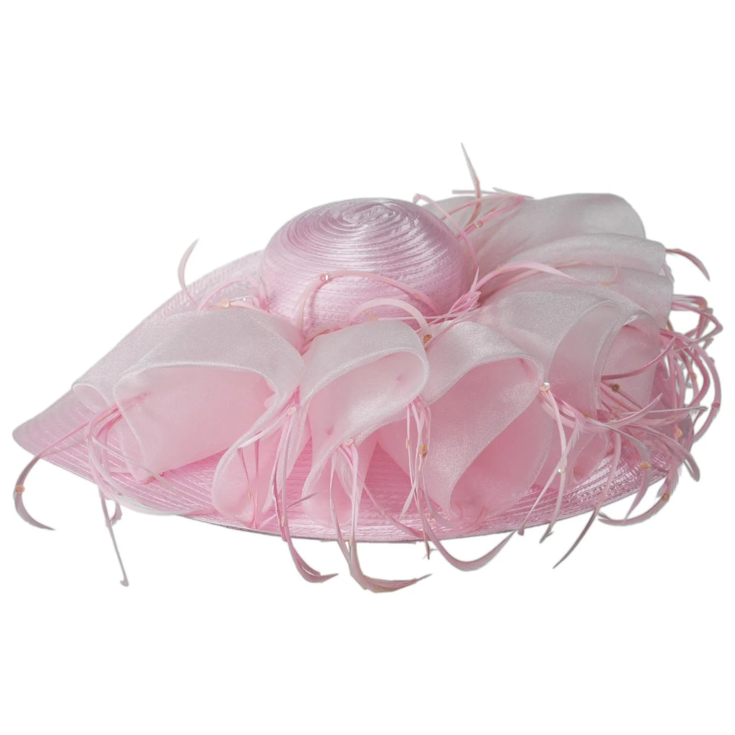Organza Ruffles Satin Swinger Dress Hat - Image 2