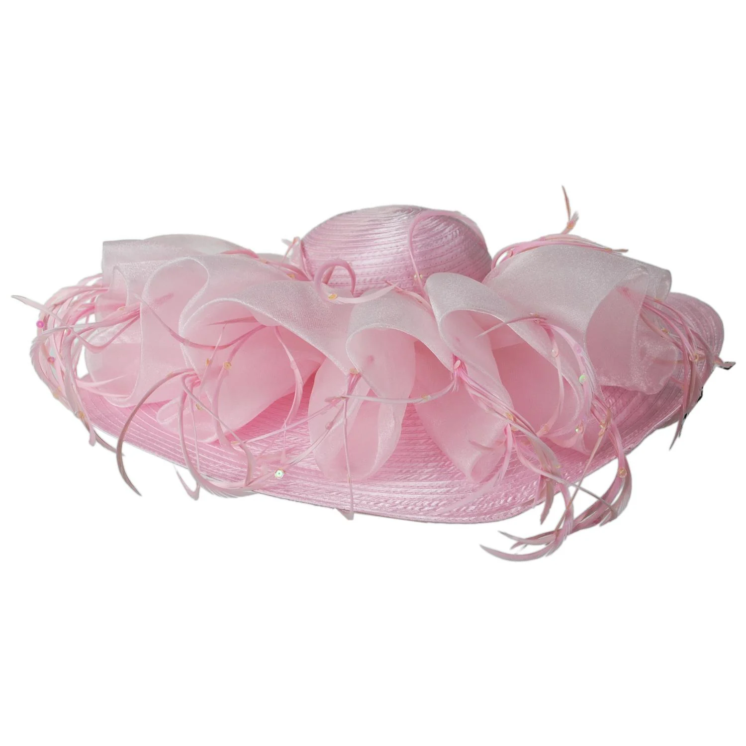Organza Ruffles Satin Swinger Dress Hat - Image 3