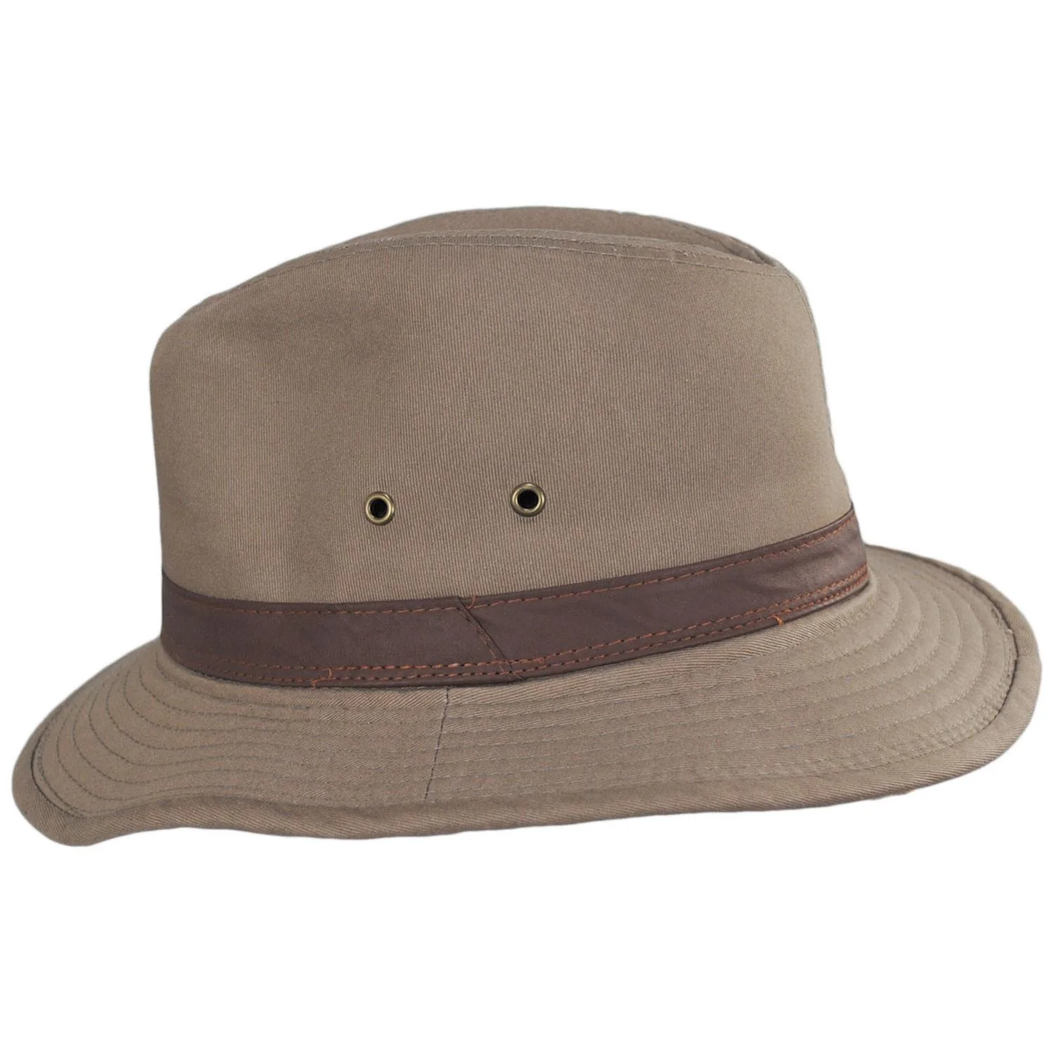 Packable Cotton Twill Safari Fedora Hat - Image 3