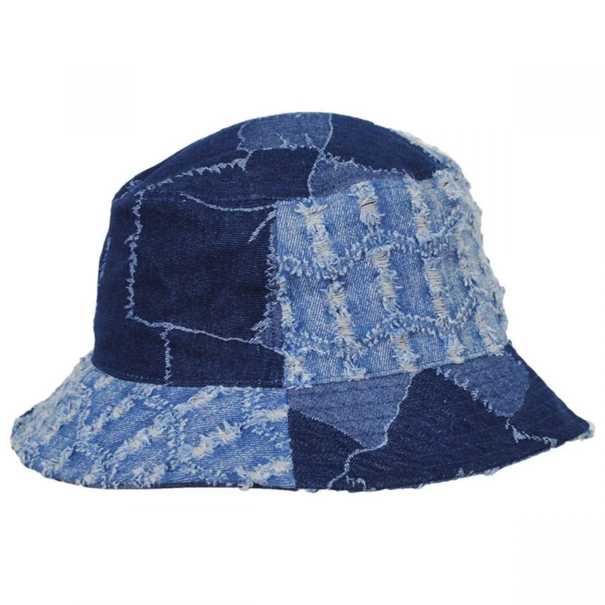Patchwork Mashup Denim Cotton Bucket Hat - Image 3