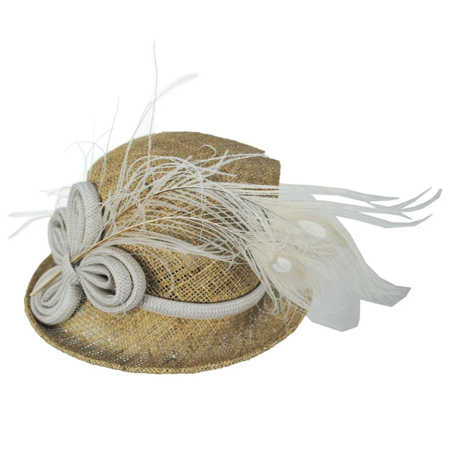 Peacock Feather Seagrass Topper Hat