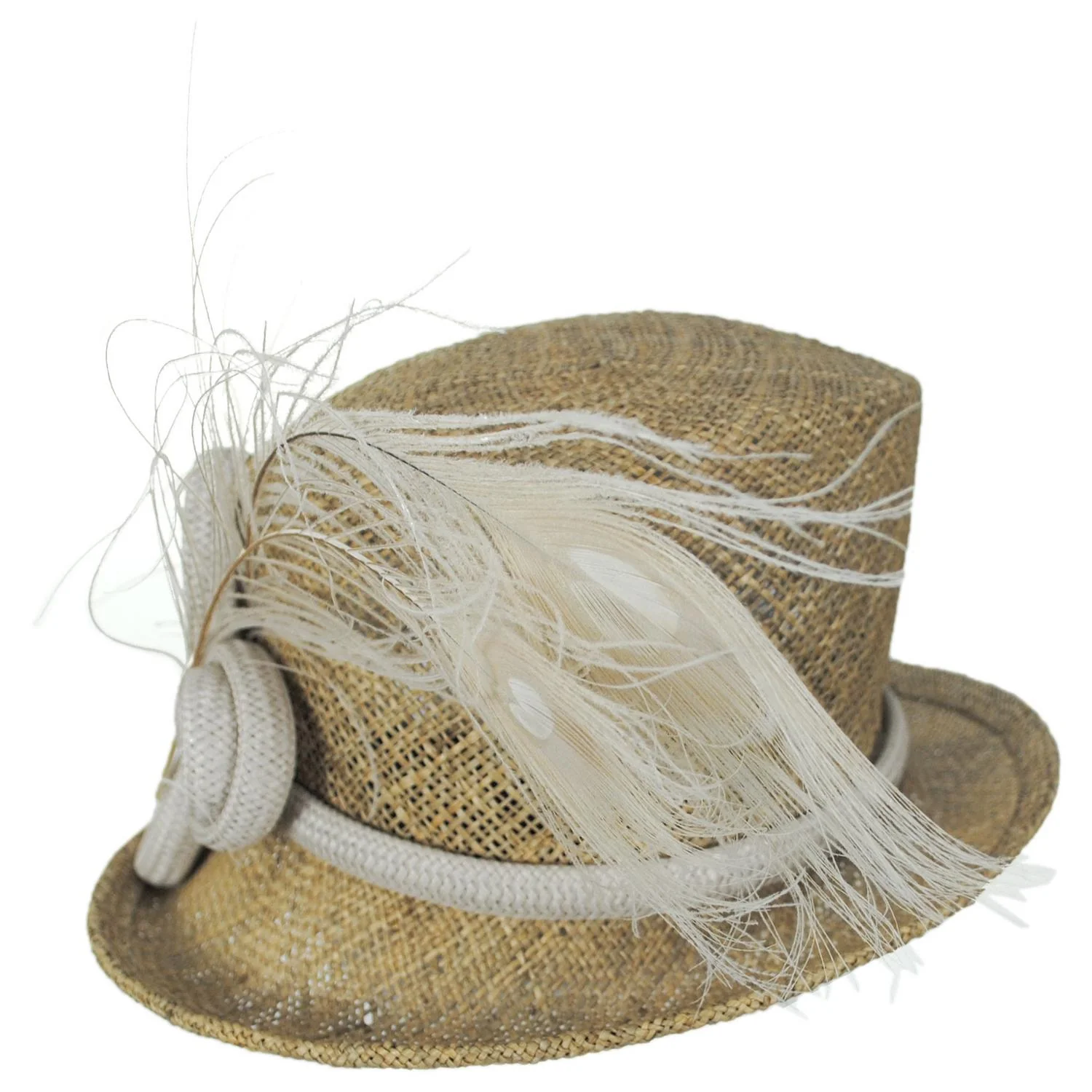 Peacock Feather Seagrass Topper Hat - Image 2