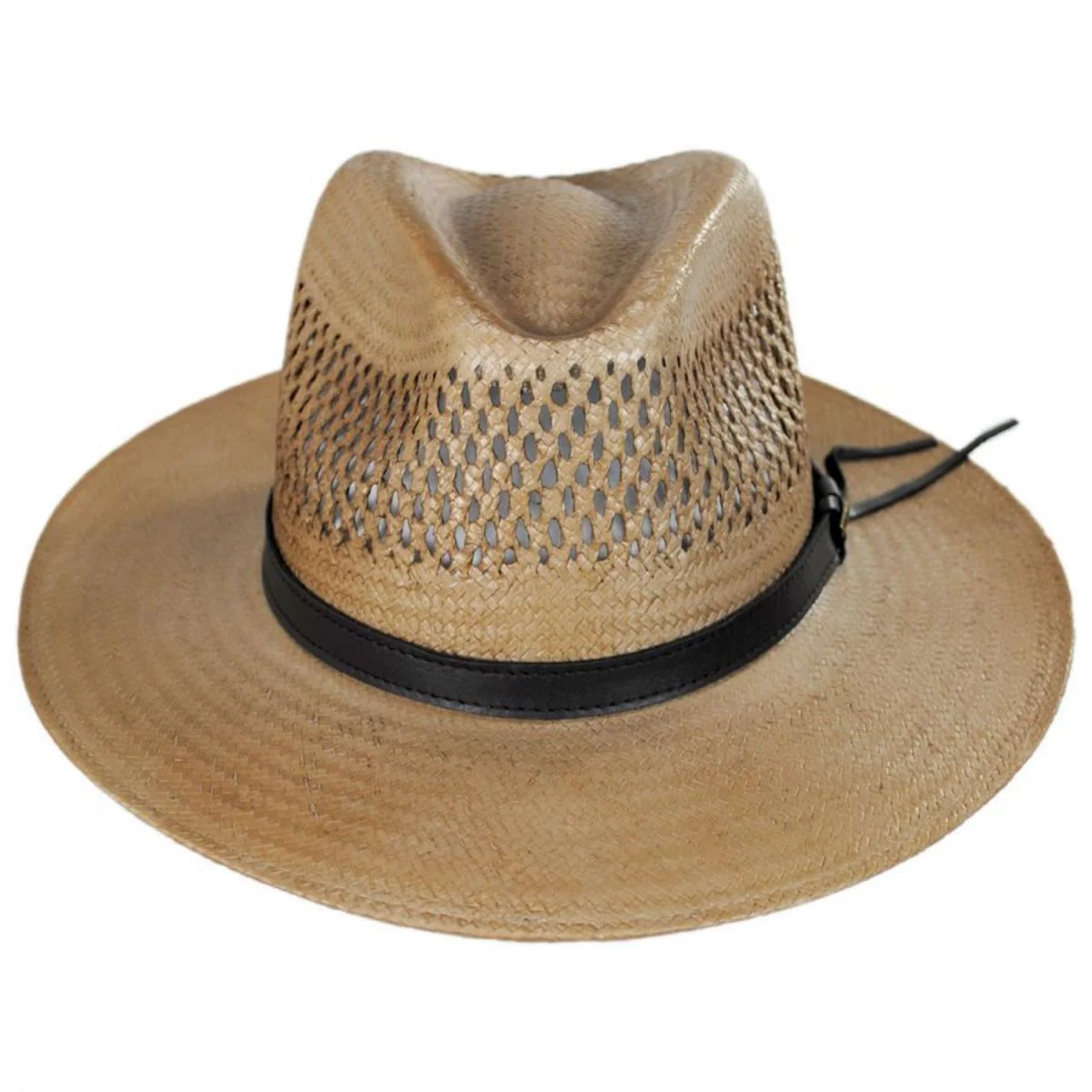 Peak View Shantung Straw Safari Fedora Hat - Image 2