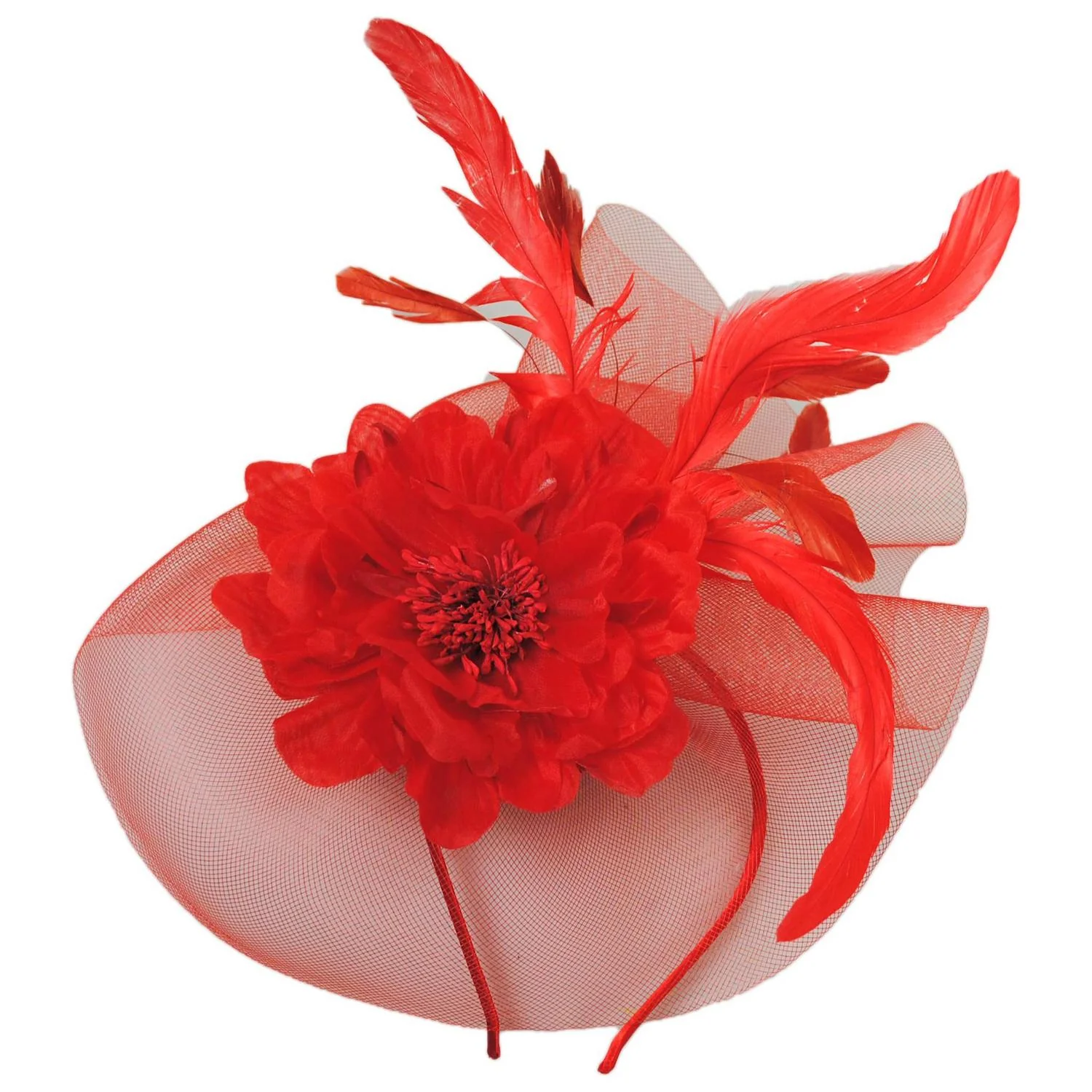 Peony and Feathers Fascinator Hat