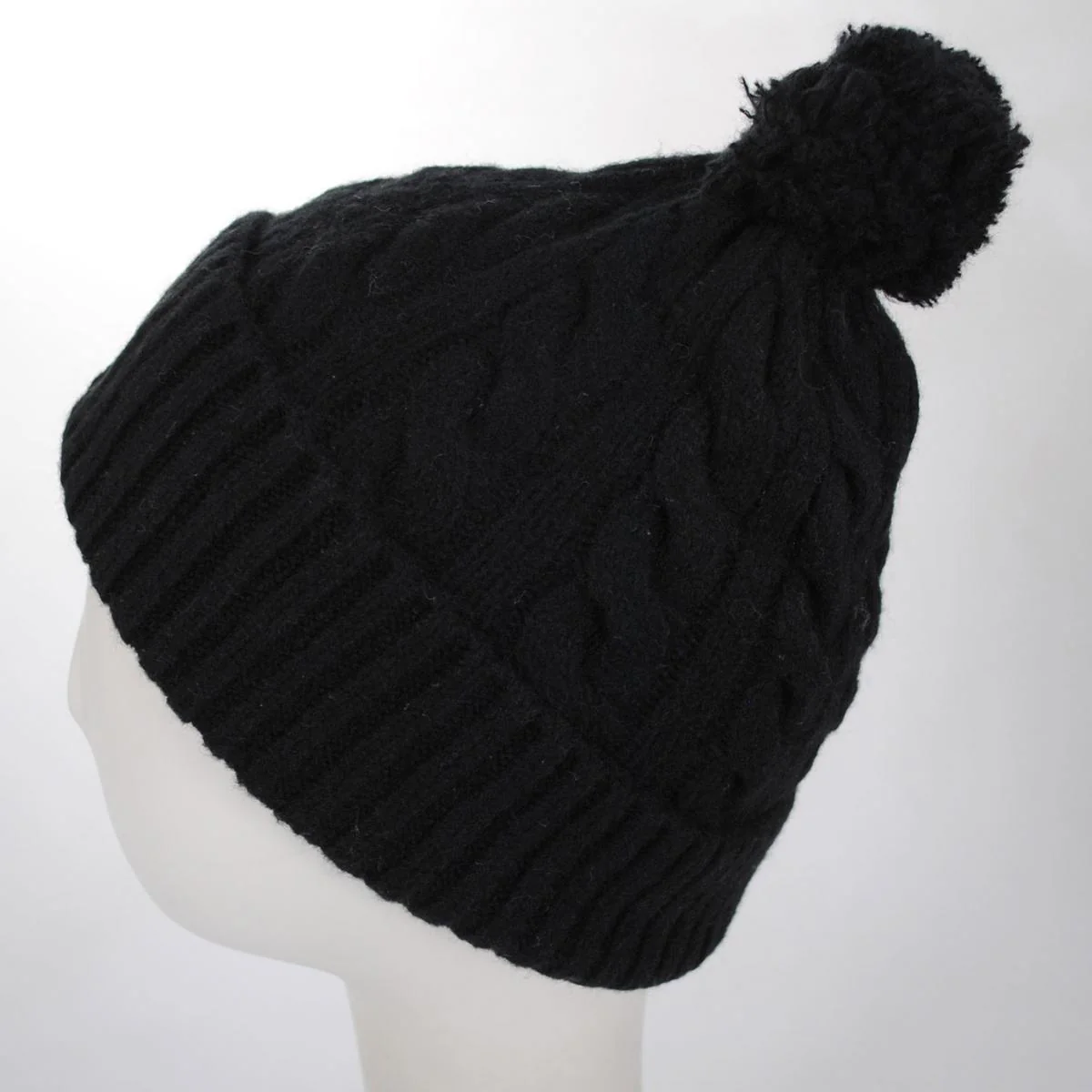 Pompom Cable Knit Beanie Hat - Image 3