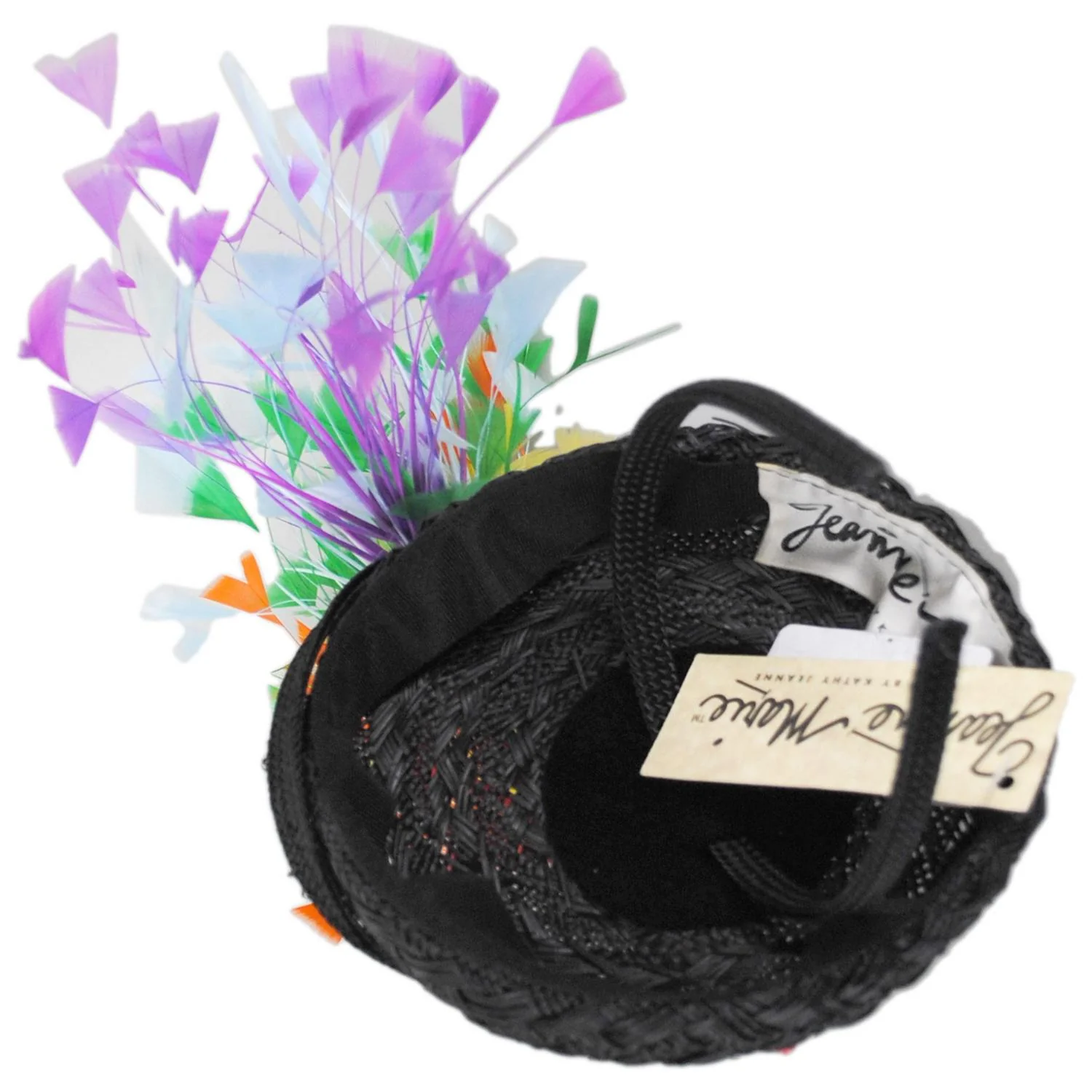 Rainbow Feathers Parasisal Straw Pillbox Hat - Image 9