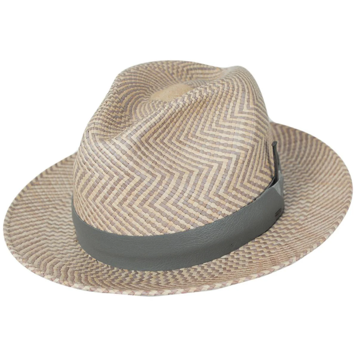 Rene Two-Tone Panama Straw Fedora Hat