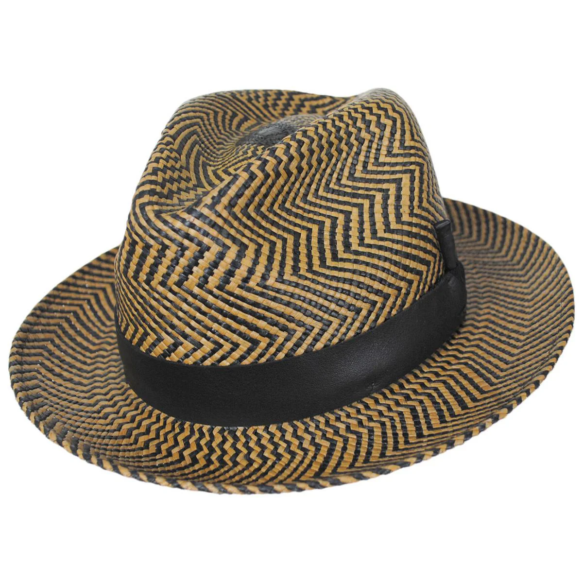 Rene Two-Tone Panama Straw Fedora Hat - Image 5