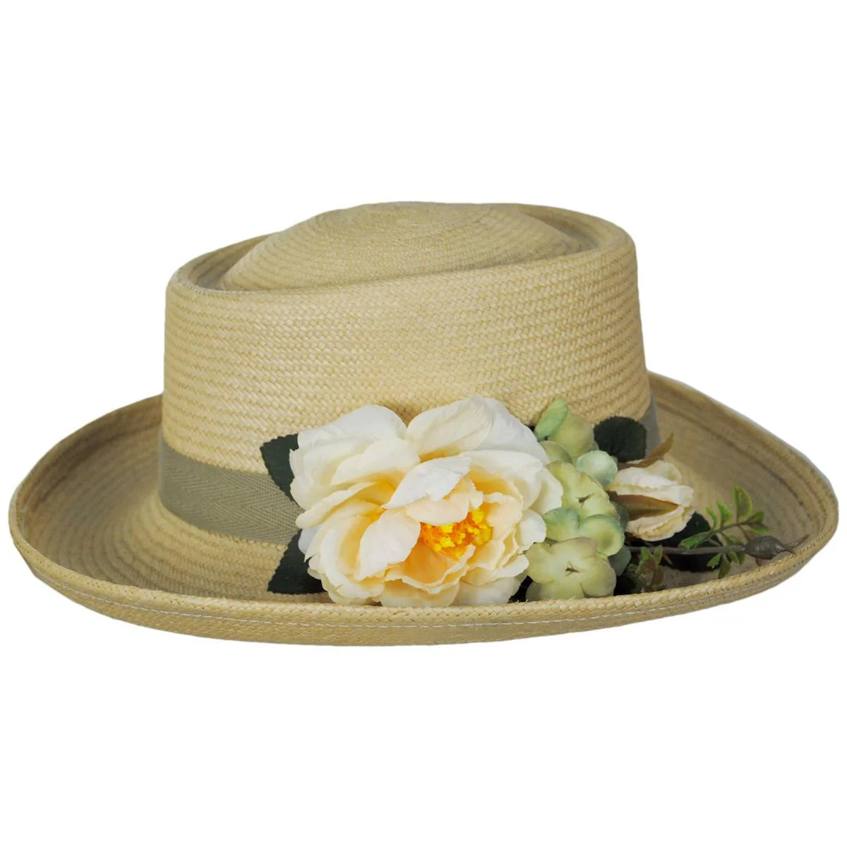 Rose Panama Straw Gambler Dress Hat - Made to Order - Image 3