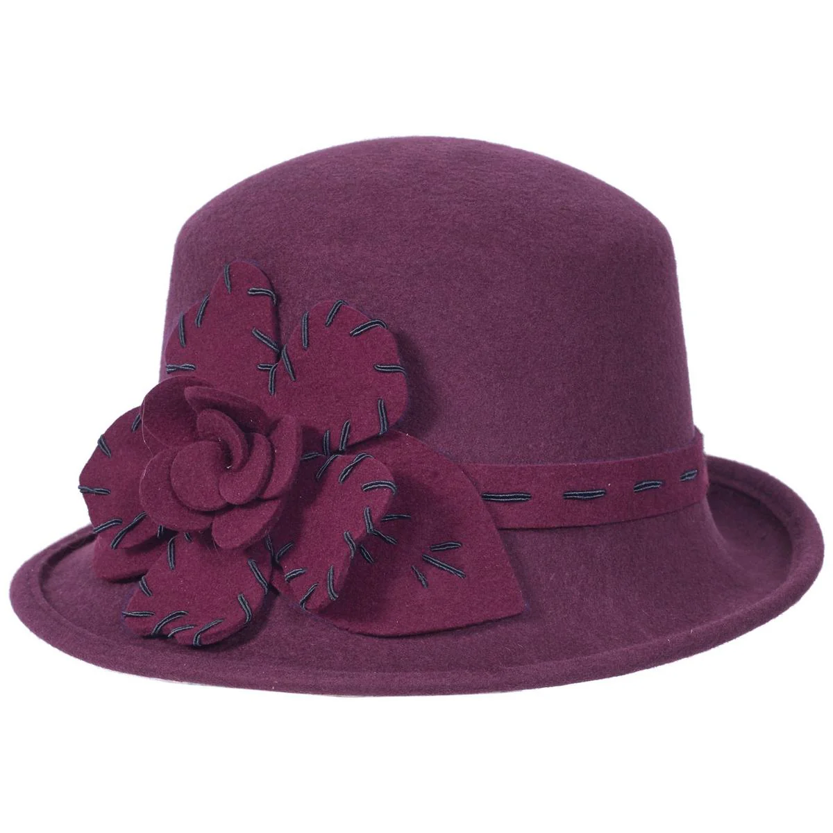 Saddle Stitch Rose Profile Wool Felt Cloche Hat - Made to Order - Image 7