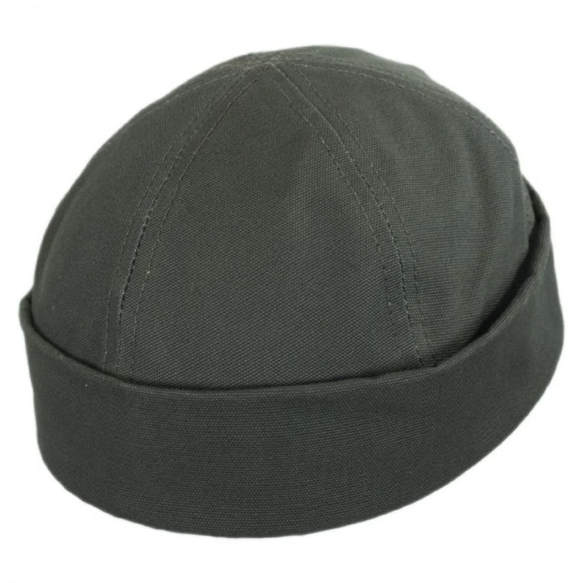 Six Panel Canvas Skull Cap Beanie Hat - Image 4