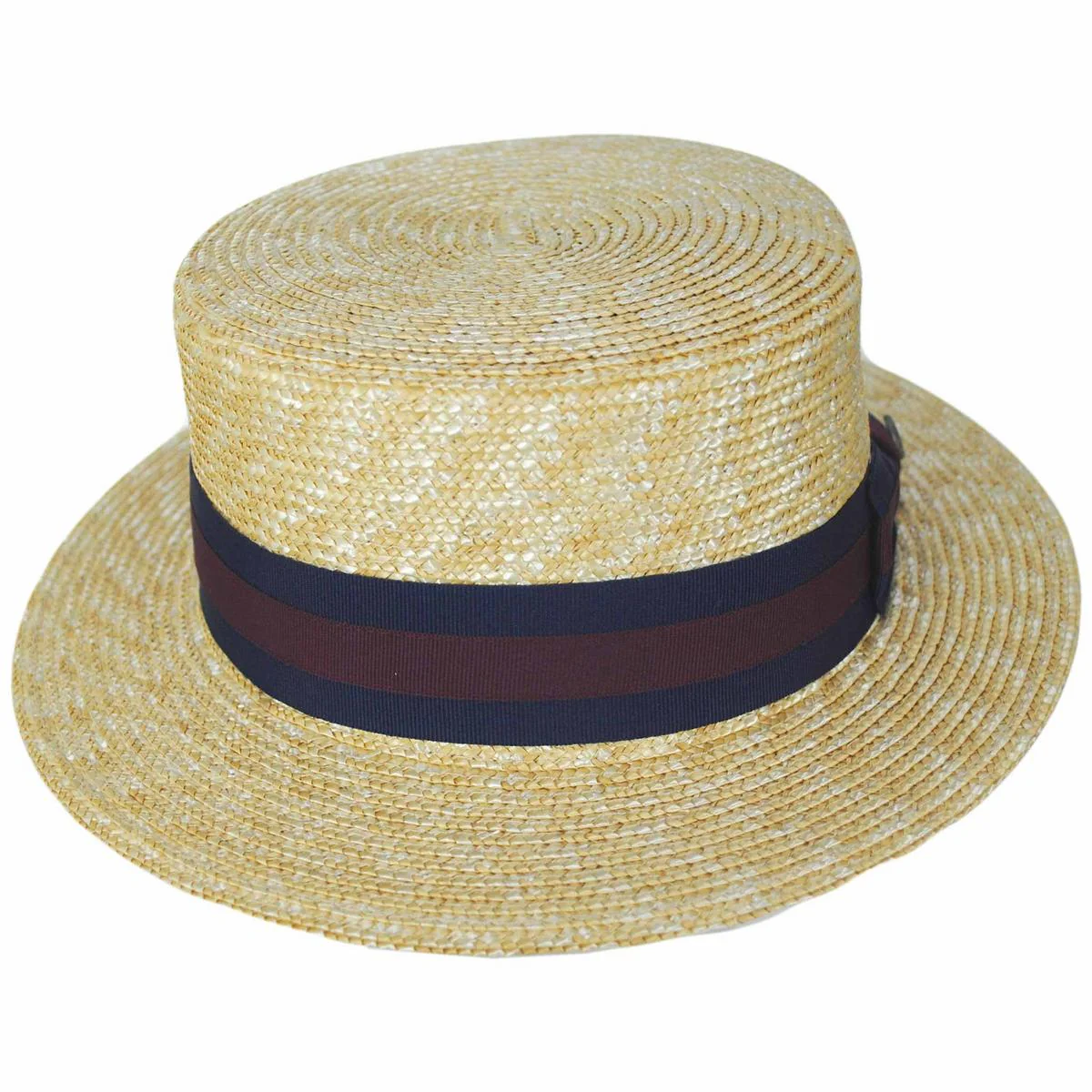 Striped Band Wheat Straw Skimmer Hat - Image 4