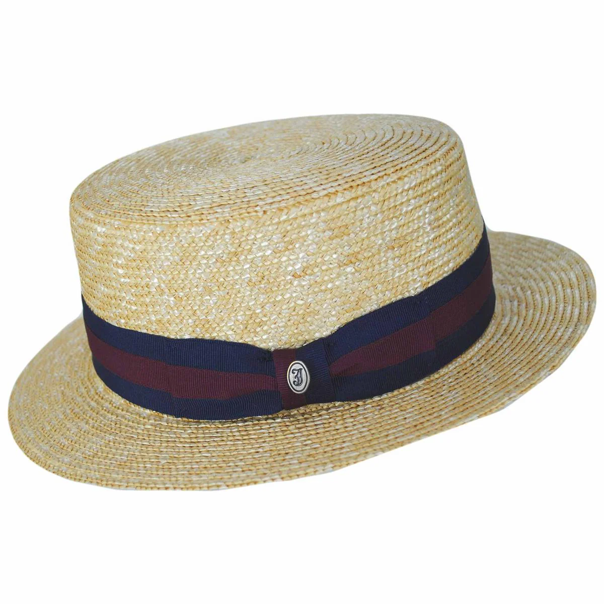 Striped Band Wheat Straw Skimmer Hat - Image 5