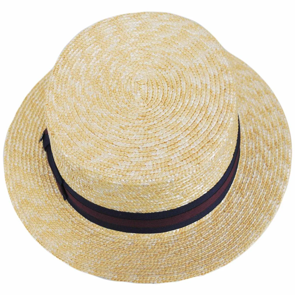 Striped Band Wheat Straw Skimmer Hat - Image 6