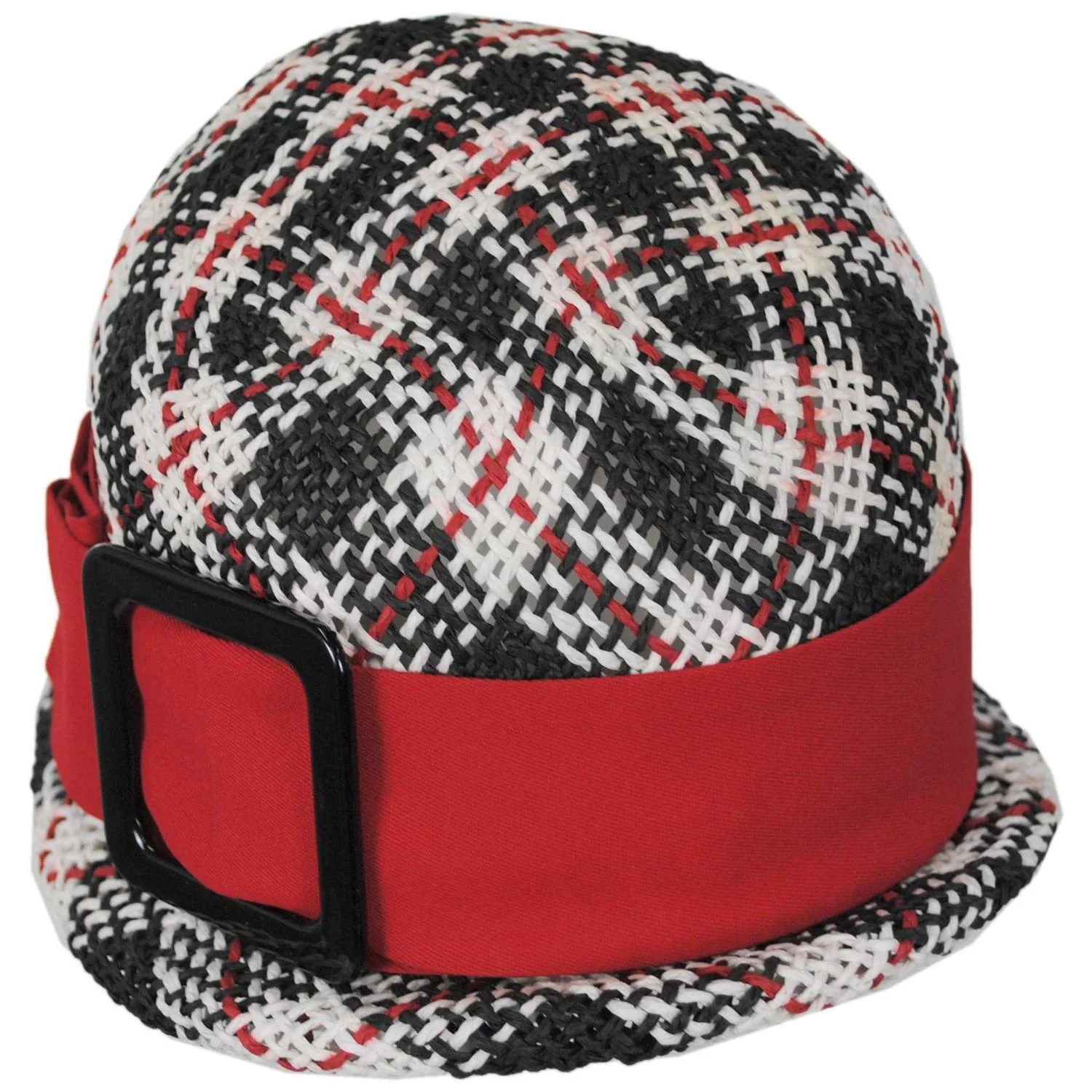 Tartan Toyo Straw Cloche Hat