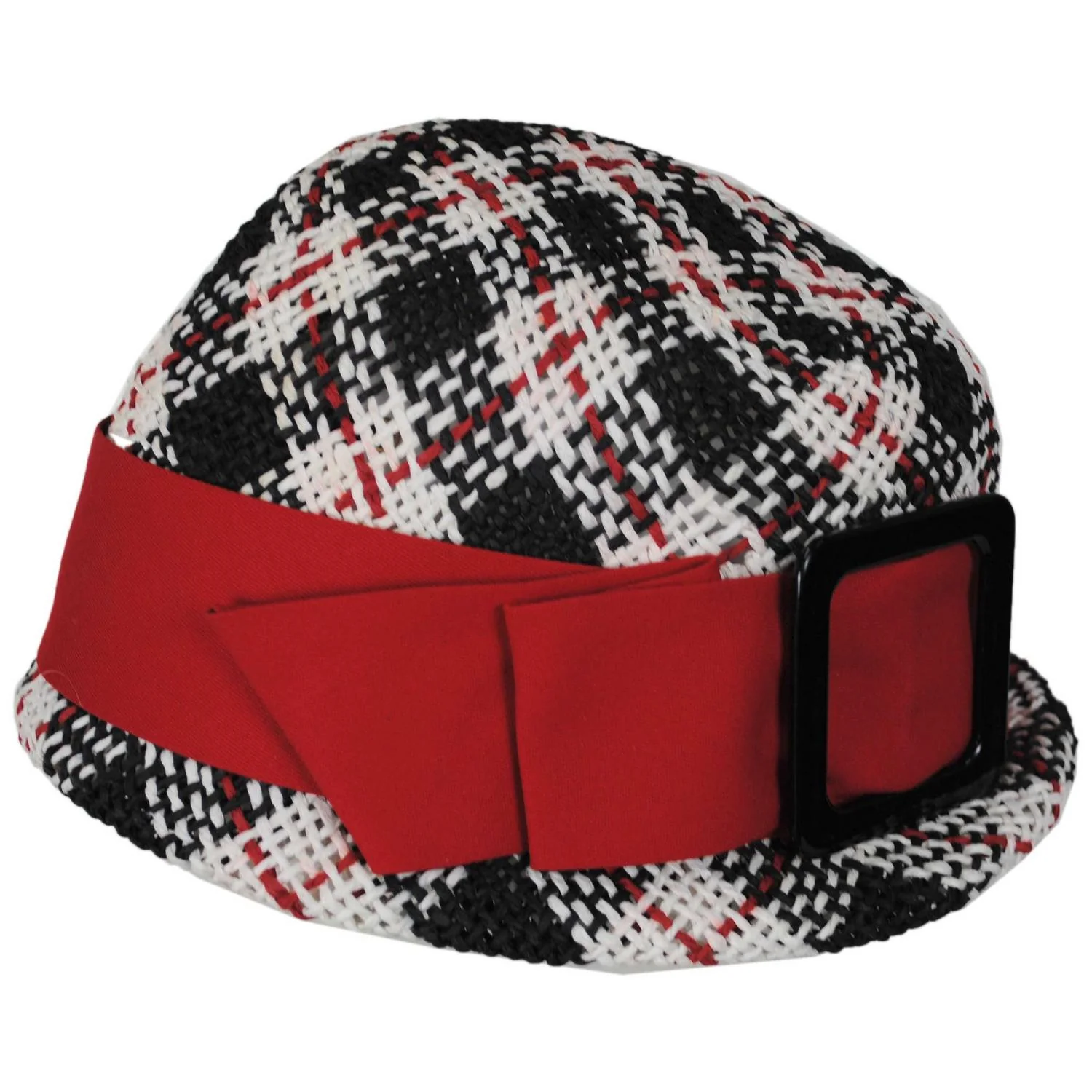 Tartan Toyo Straw Cloche Hat - Image 3