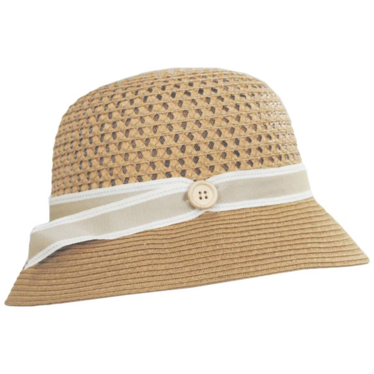 Toyo Straw Button Band Cloche Hat - Made to Order - Image 3