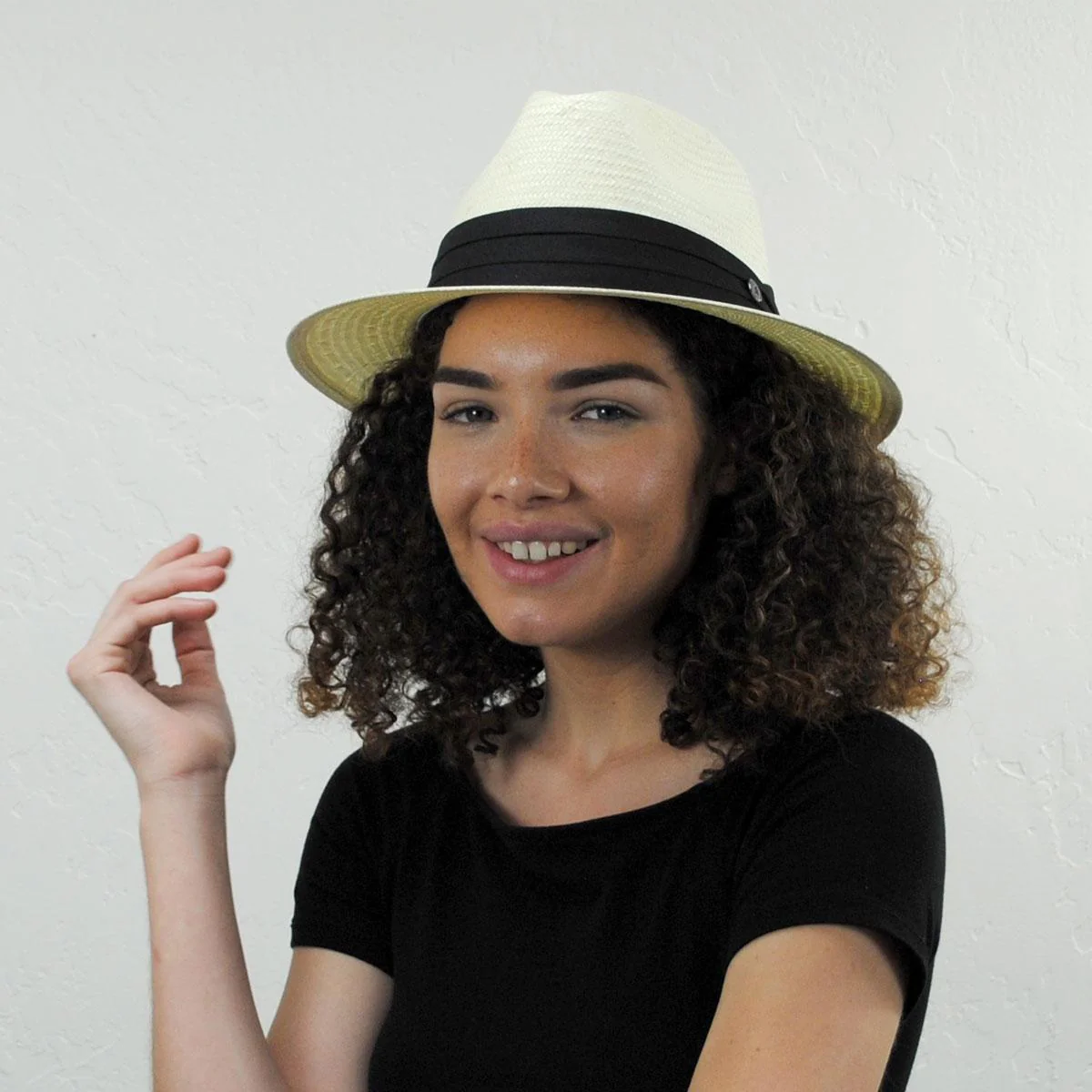Toyo Straw Safari Fedora Hat - Black Band - Image 3