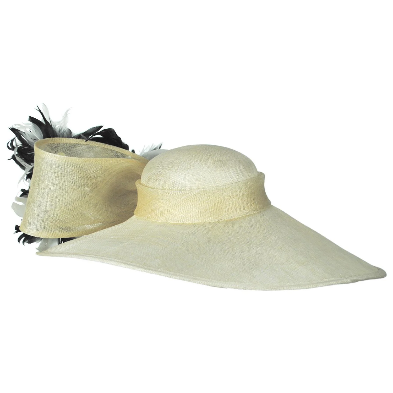 Two Tone Curly Feather Flowers Lampshade Dress Hat - Image 4