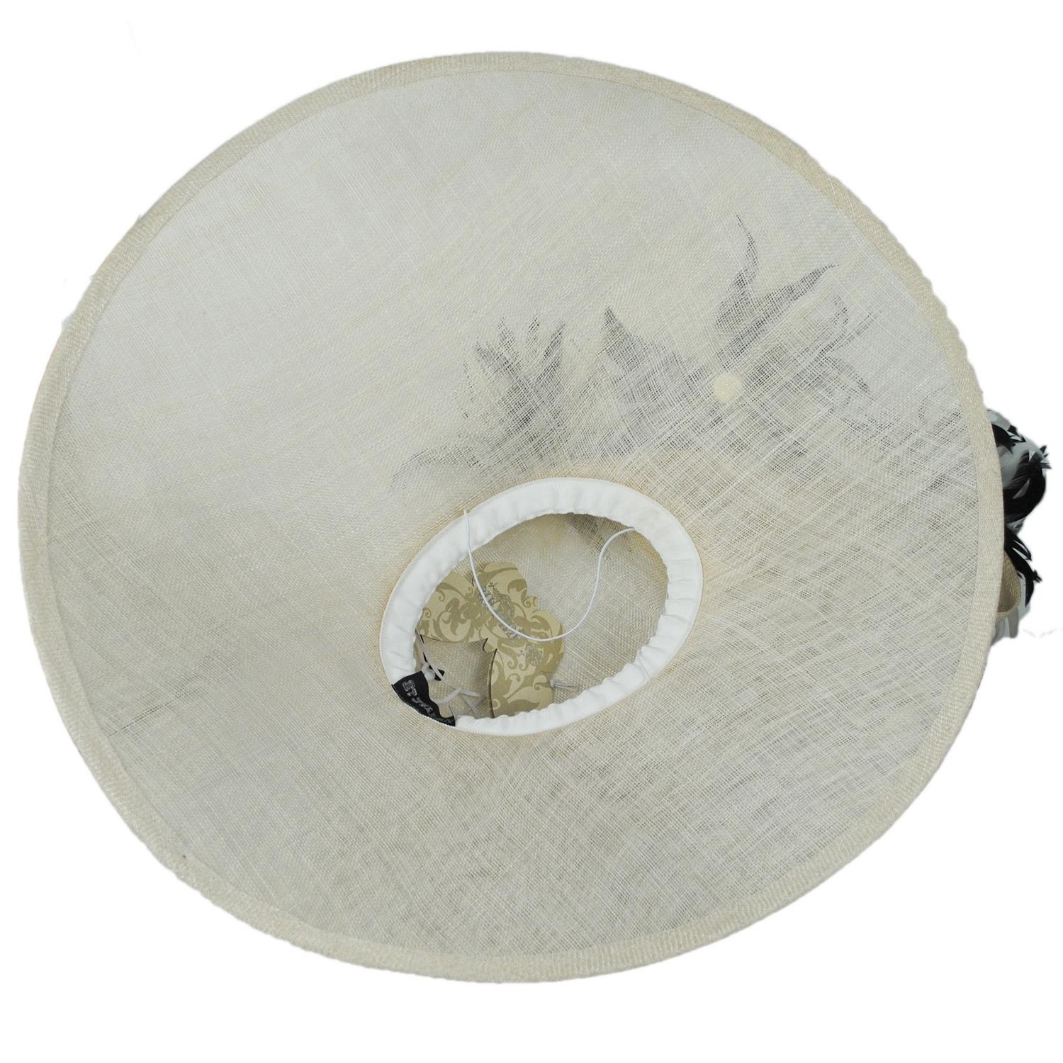 Two Tone Curly Feather Flowers Lampshade Dress Hat - Image 5