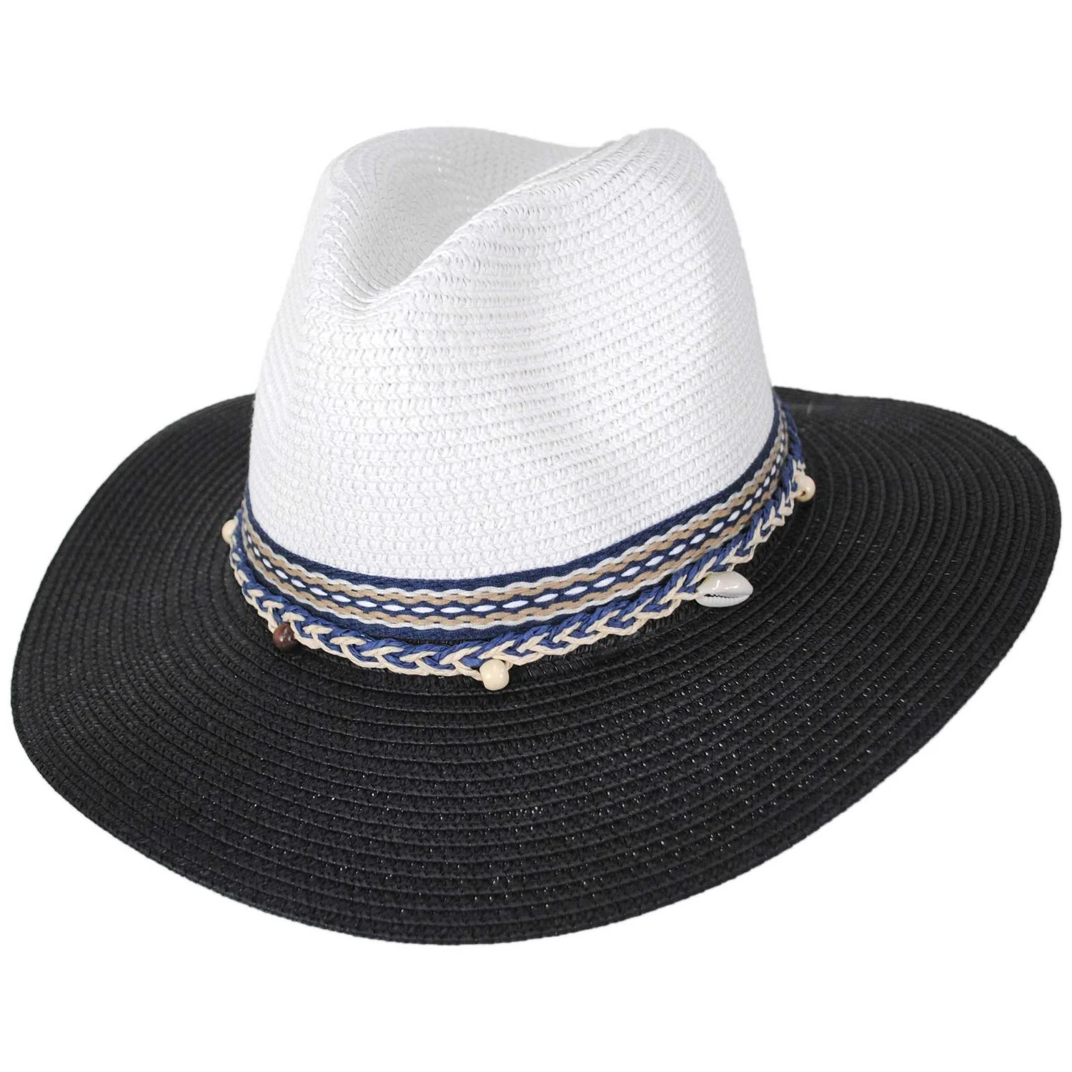 Two Tone Toyo Straw Fedora Hat