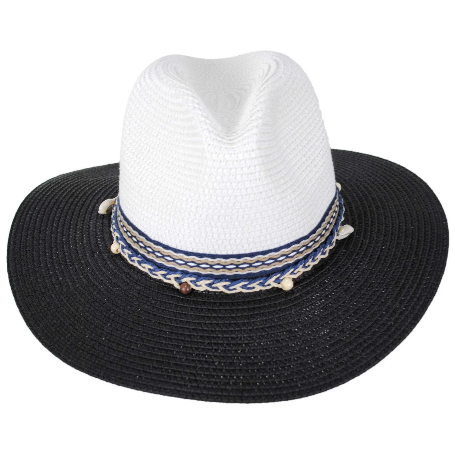 Two Tone Toyo Straw Fedora Hat - Image 2