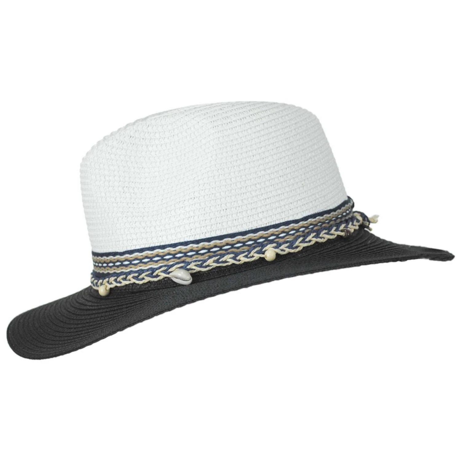 Two Tone Toyo Straw Fedora Hat - Image 3