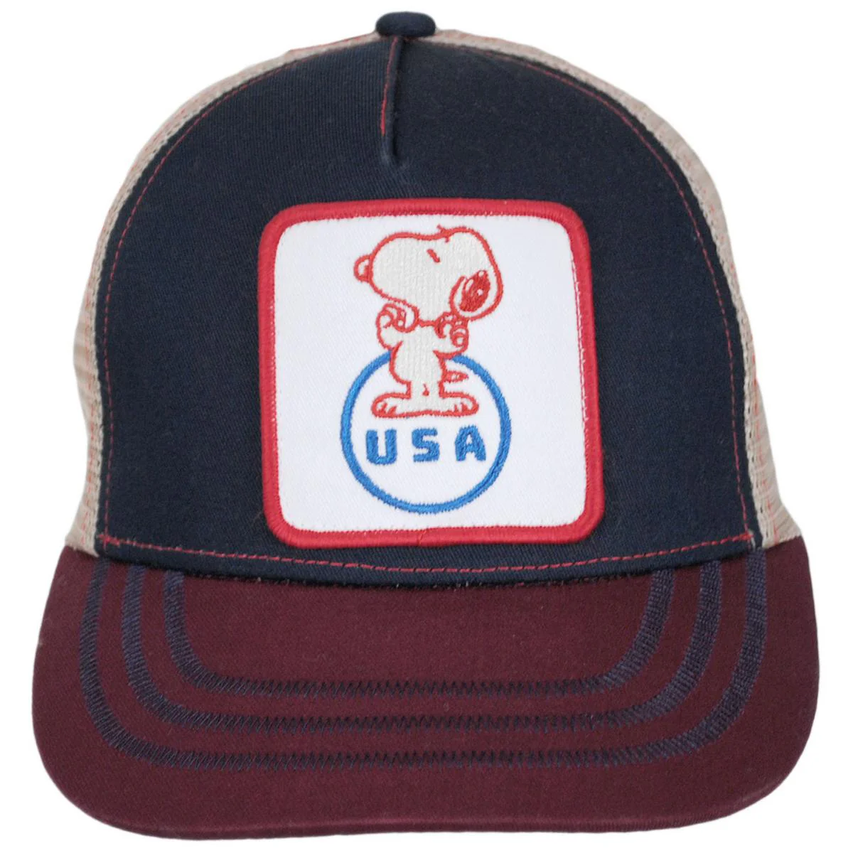 USA Snoopy Mesh Trucker Snapback Baseball Cap - Image 2